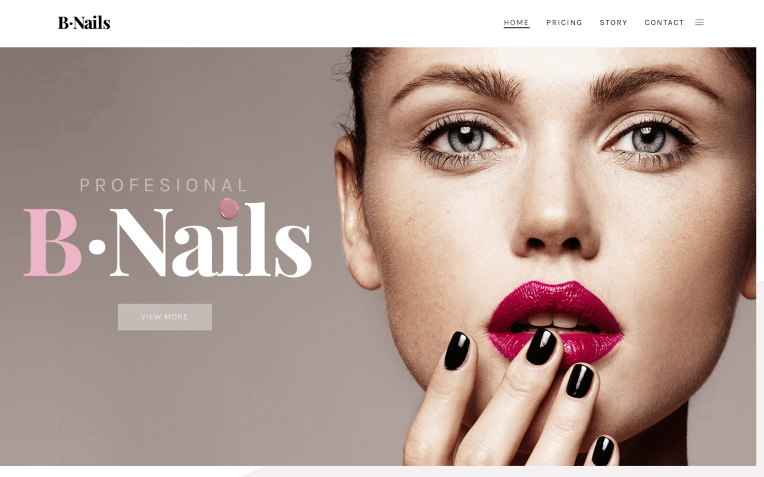 B-Nails nail service one page WordPress site