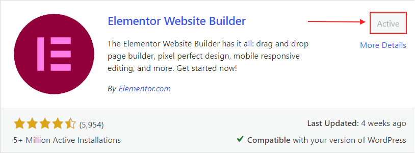 Install the free version of Elementor